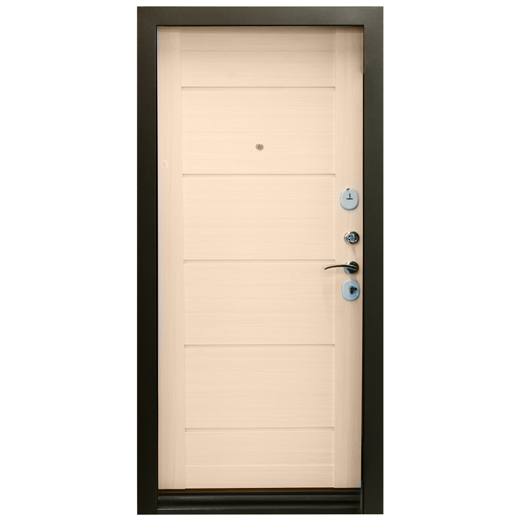 Дверь металлическая Гарда муар Царга, лиственница бежевая 860х2050х75мм, правая фото №1