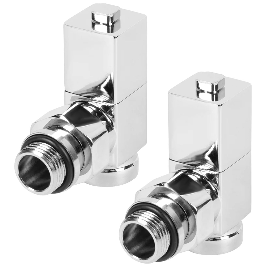 Набор дизайн-вентелей Royal Thermo Cube, хром, угловой, 1/2