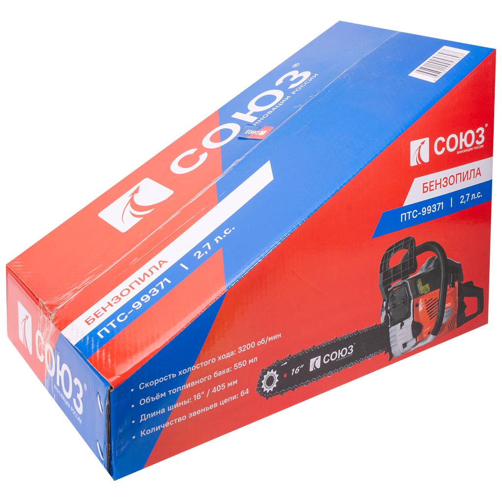 Бензопила цепная Союз ПТС-99371, шина 16", 2кВт
