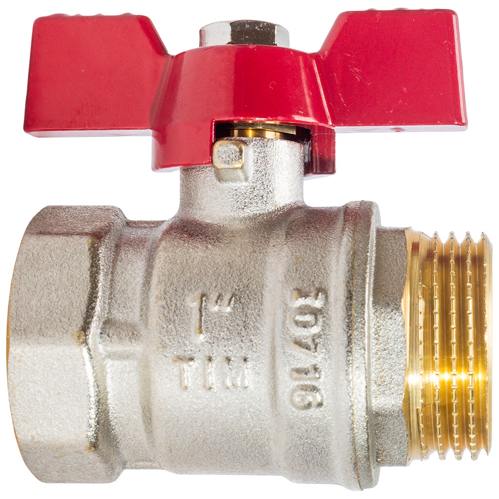 Кран шаровый для воды TIM, 1" г-ш, бабочка