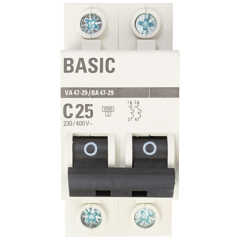 Выключатель автоматический ВА47-29 EKF, 2 полюсный, 25А С 4.5кА