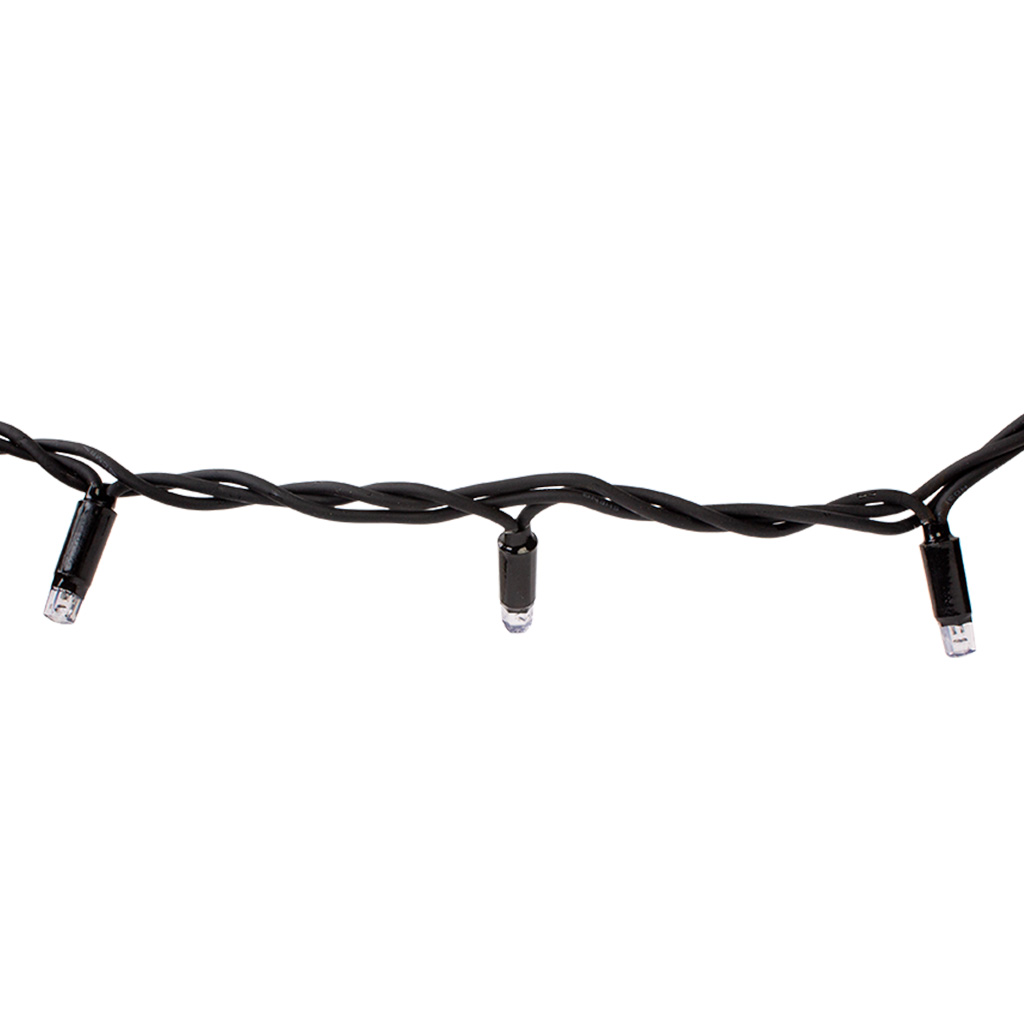 Гирлянда Нить, мерцание, 50м, толстый черный провод, холодный свет, уличная