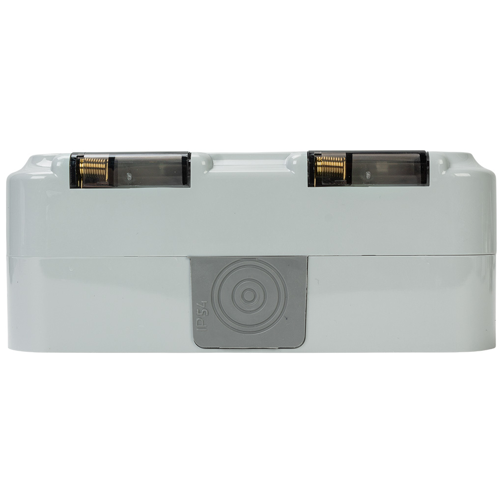 Розетка открытой проводки Bylectrica Пралеска Аква, 2-местная, 16А, с заземлением, с крышкой, IP54, серая