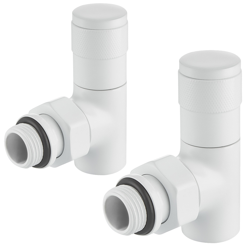 Набор дизайн-вентелей Royal Thermo Piano, белый, угловой, 1/2