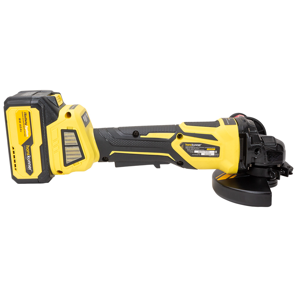 Углошлифовальная, аккумуляторная машина Hanskonner HAG1812E, d-125мм, 18В