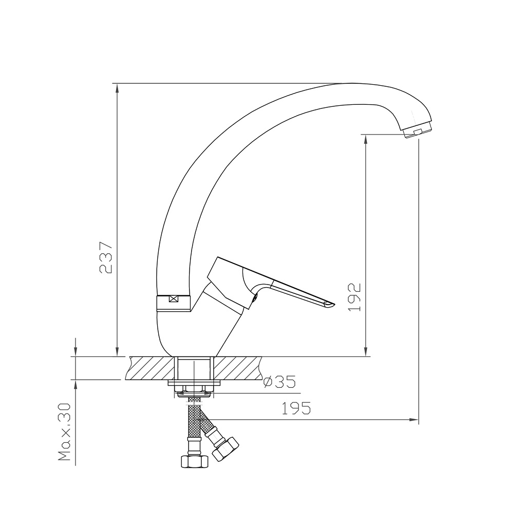 Смеситель для кухни Mixline ML14-031BL, черный
