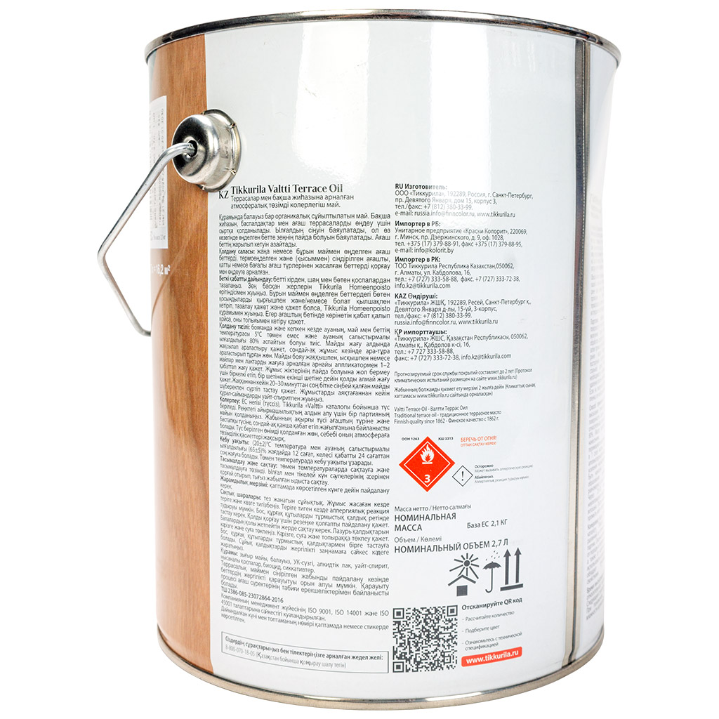 Масло для террас Tikkurila Valtti terrace Oil, бесцветный, 2.7л