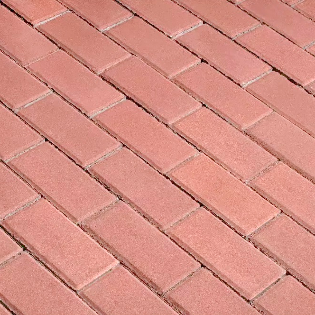 Плитка тротуарная прессованная "Брусчатка", ВКСМ, 60х100х200мм, красная, послойно, 60шт/1.2м2