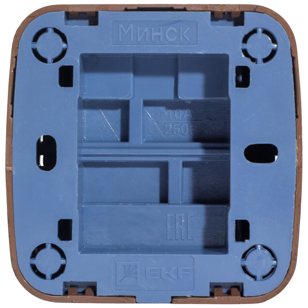 Выключатель открытой проводки EKF Минск, 2-клавишный, темное дерево