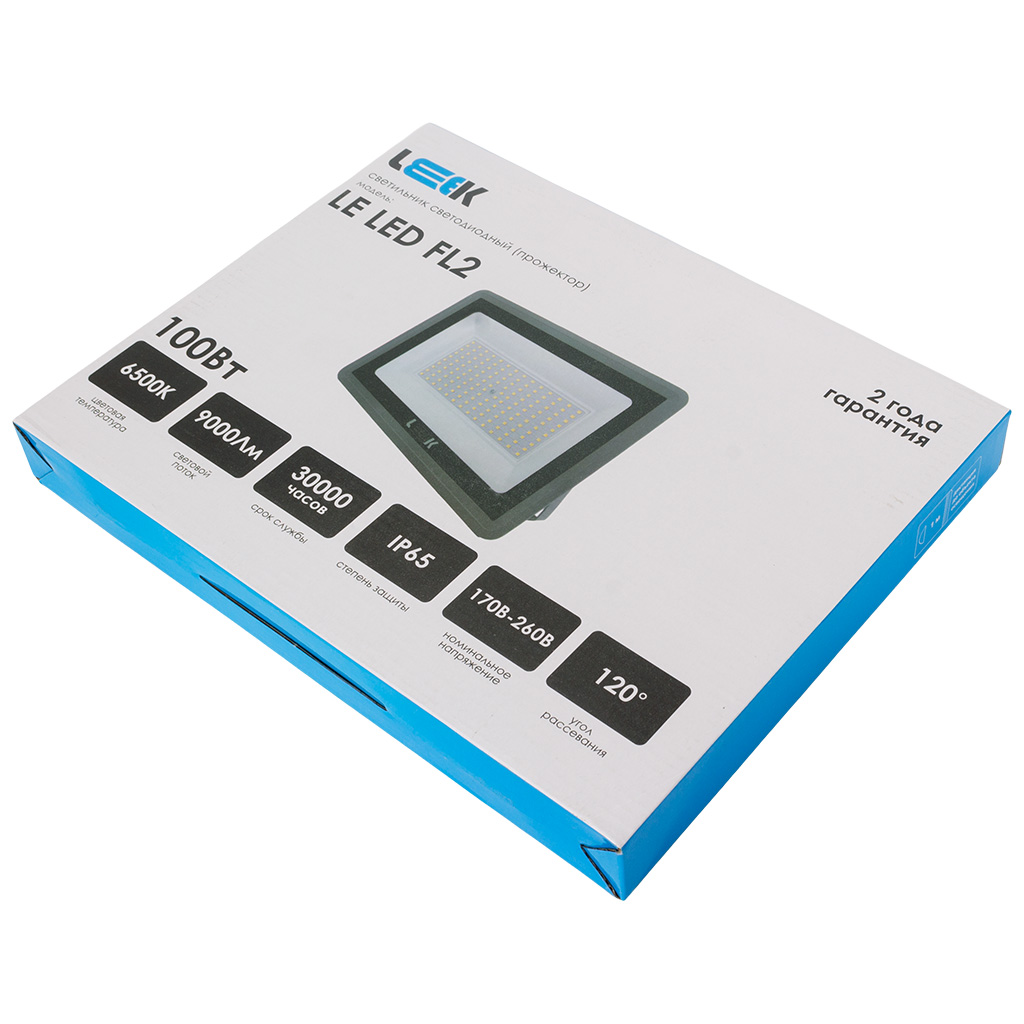 Прожектор светодиодный, 100W 6,5K серый, Leek