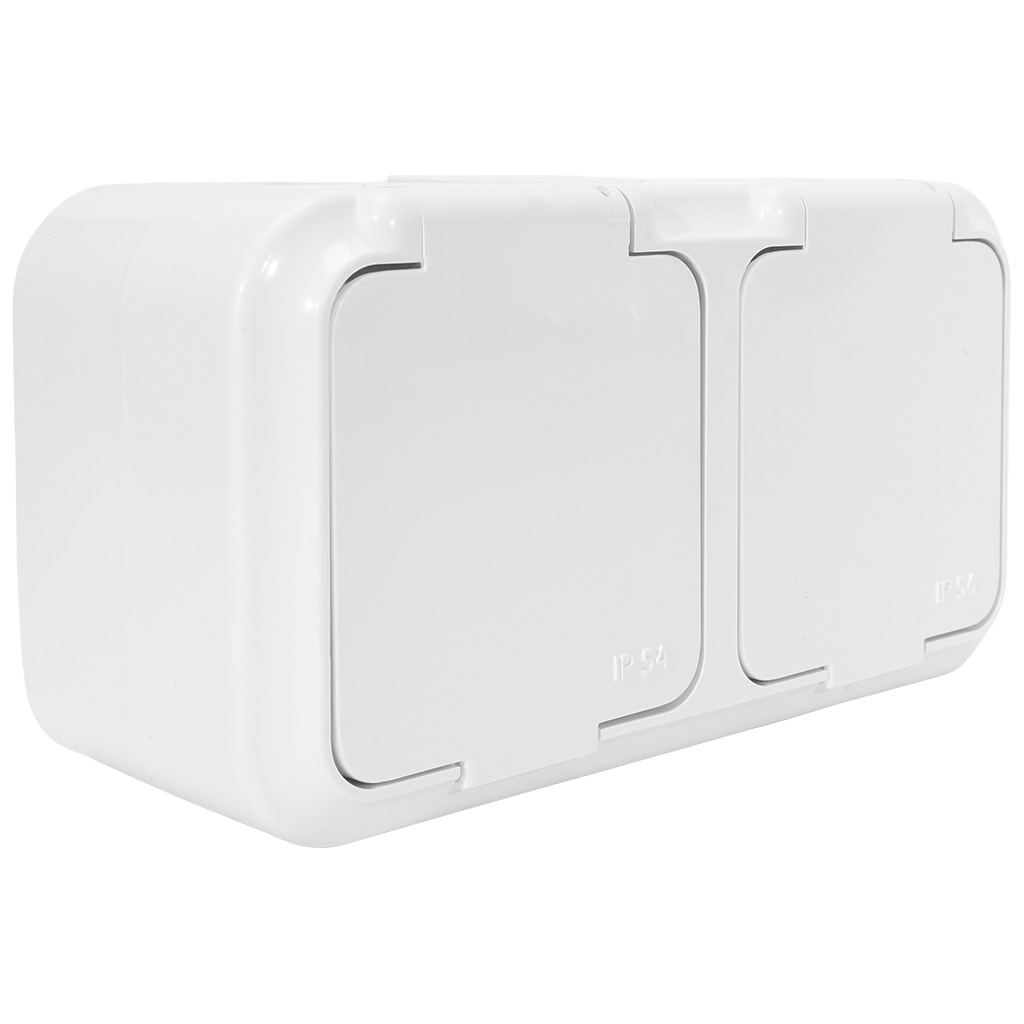 Розетка открытой проводки Bylectrica Пралеска Аква, 2-местная, 16А, IP54, белая