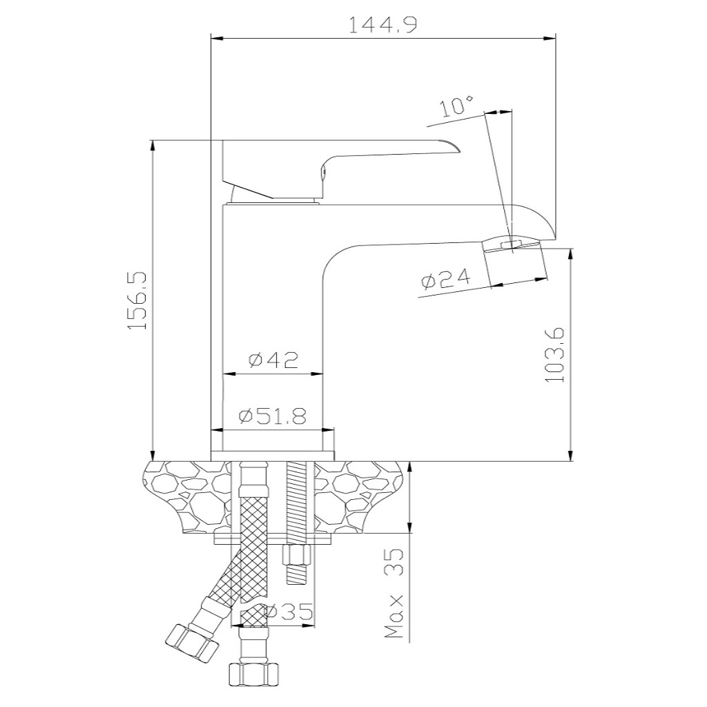 Смеситель Rossinka W35-12, для умывальника