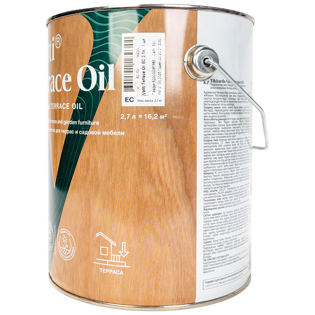 Масло для террас Tikkurila Valtti terrace Oil, бесцветный, 2.7л