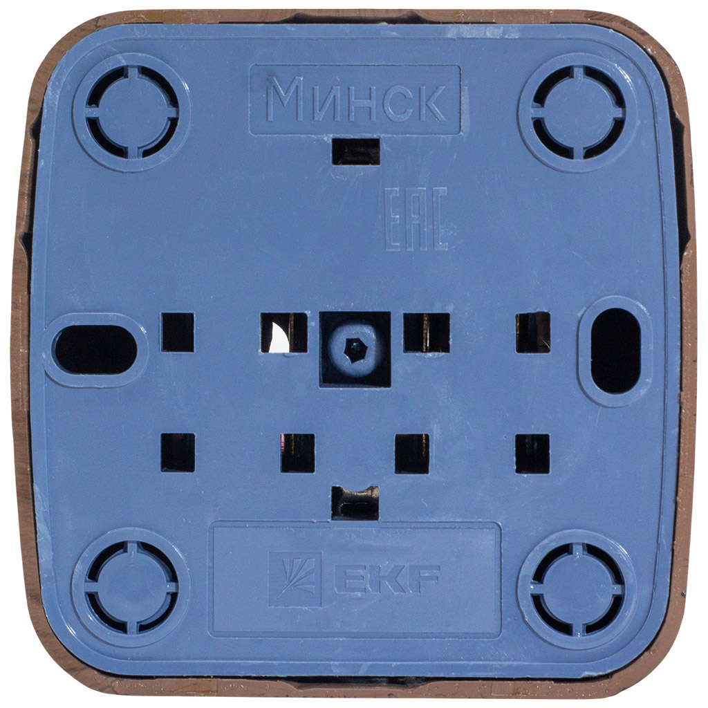Розетка открытой проводки EKF Минск, 1-местная, с заземлением, темное дерево
