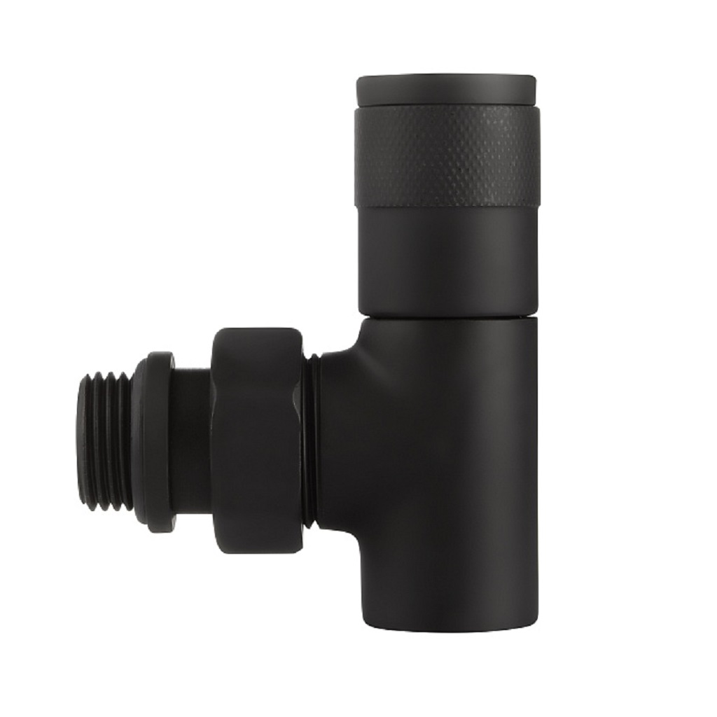 Набор дизайн-вентелей Royal Thermo Piano, черный, угловой, 1/2