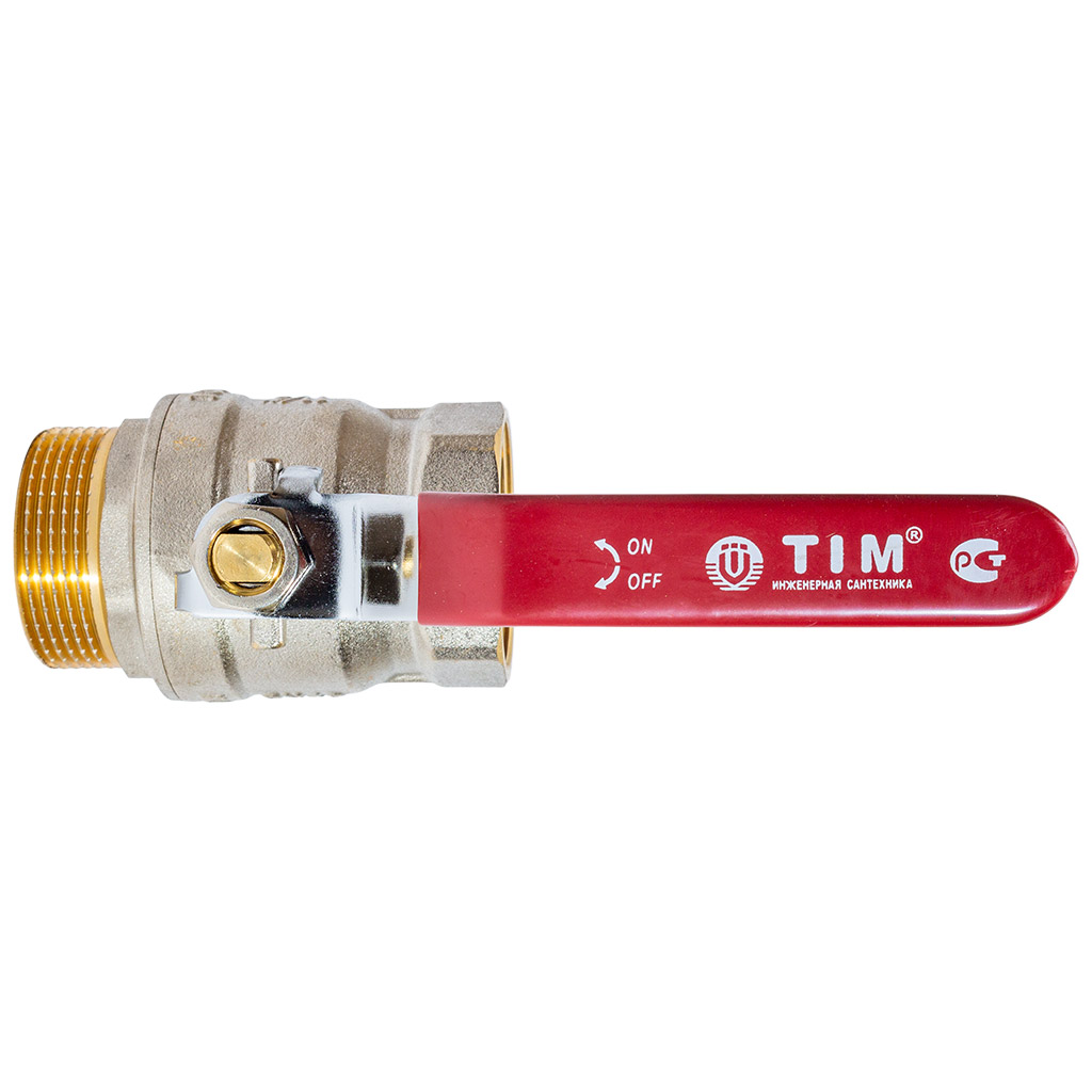 Кран шаровый для воды TIM, 1 1/2" г-ш, рычаг