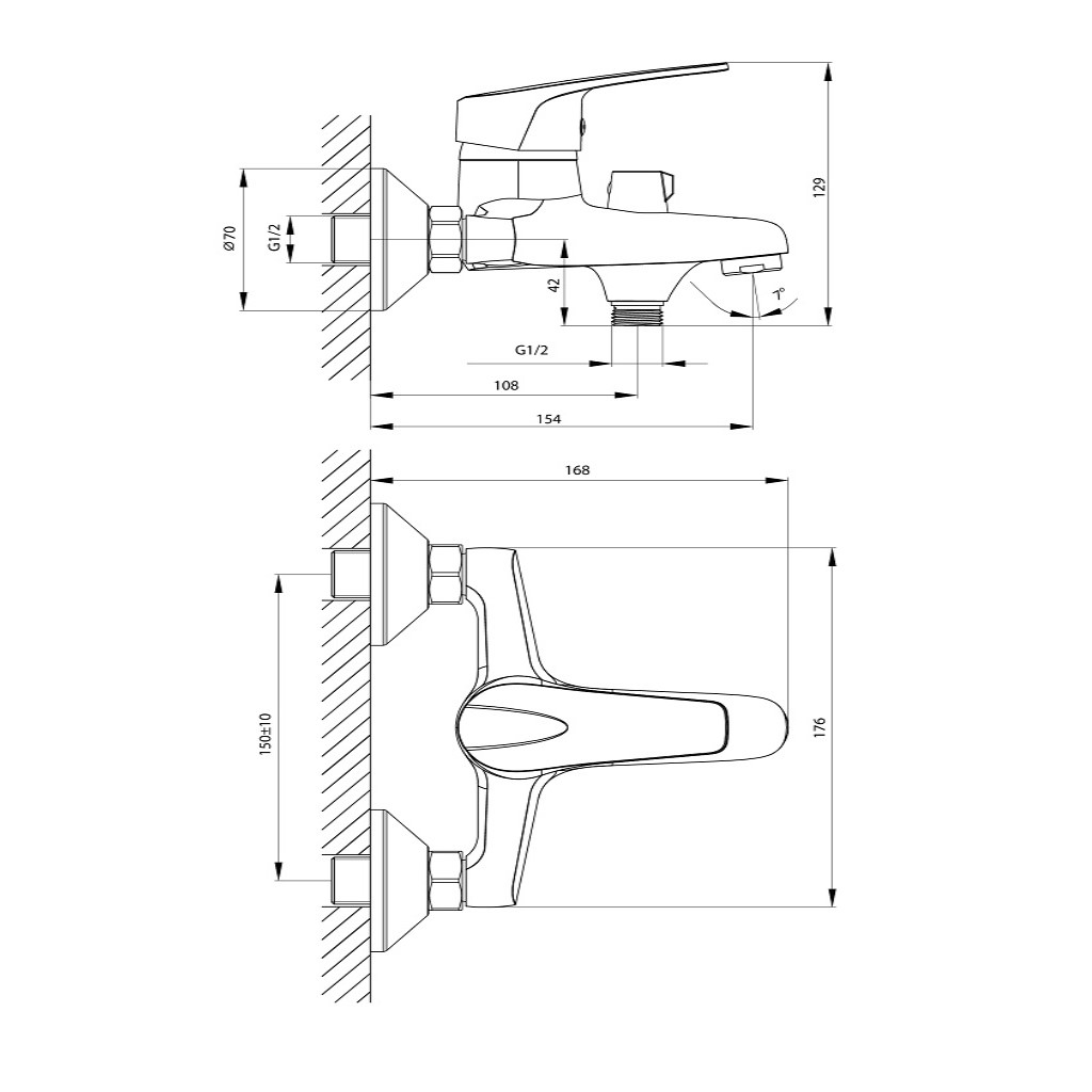 Смеситель Rossinka D40-30, для ванны