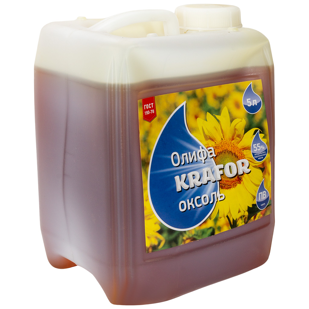 Олифа Krafor оксоль, для деревянных и металлических поверхностей, 5л