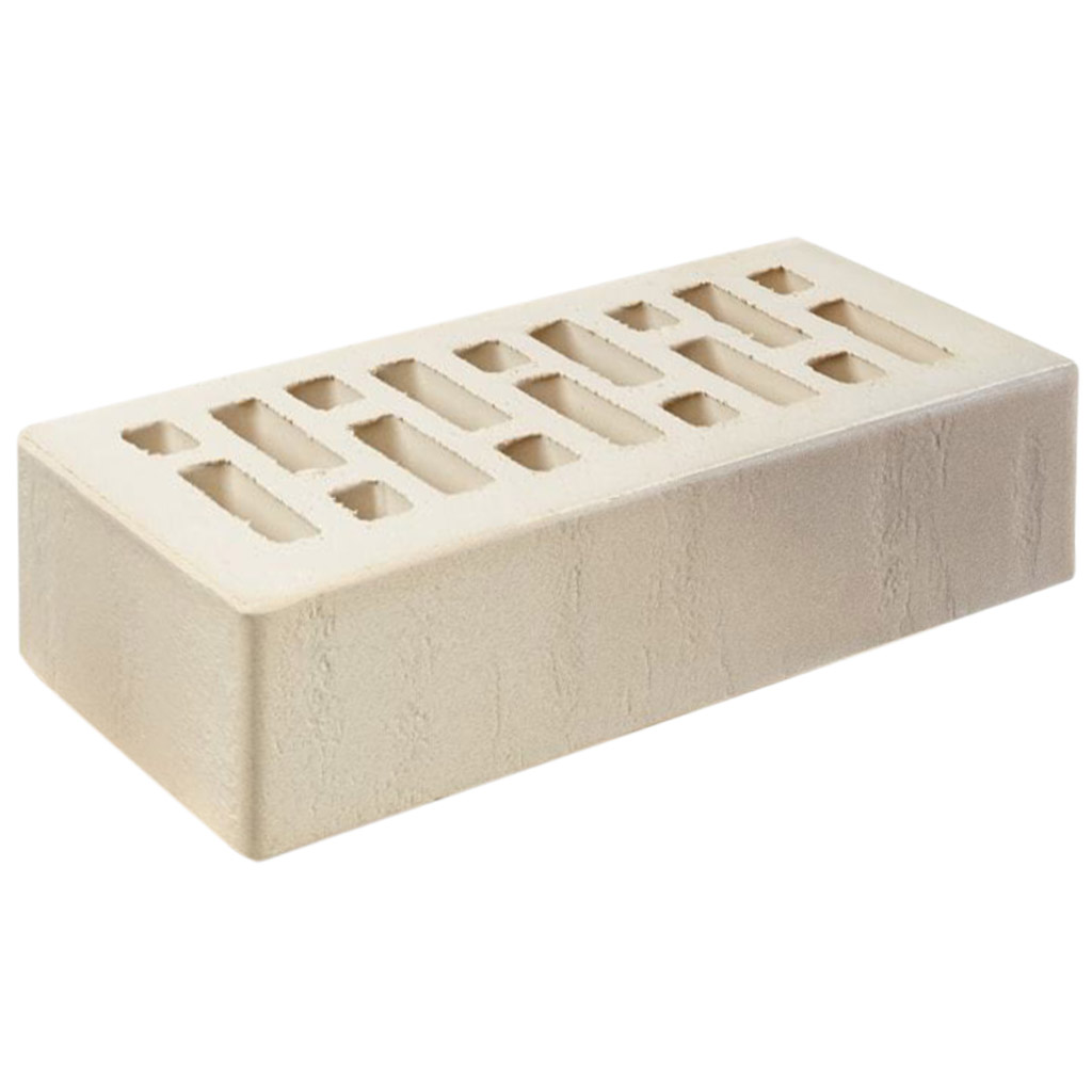 Кирпич лицевой керамический Старооскольский Recke, белый с серым напылением (Art 1-81-00-2-00), рельефный, 1,0НФ, М200-250, (480шт, упаковка)