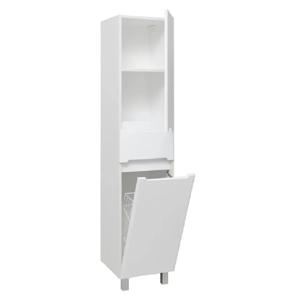 Шкаф-пенал Парма 35, белый, с корзиной для белья, правый