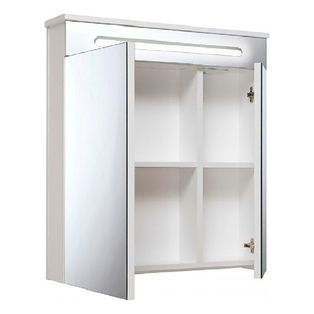 Шкаф зеркальный навесной Парма 60, белый, с подсветкой