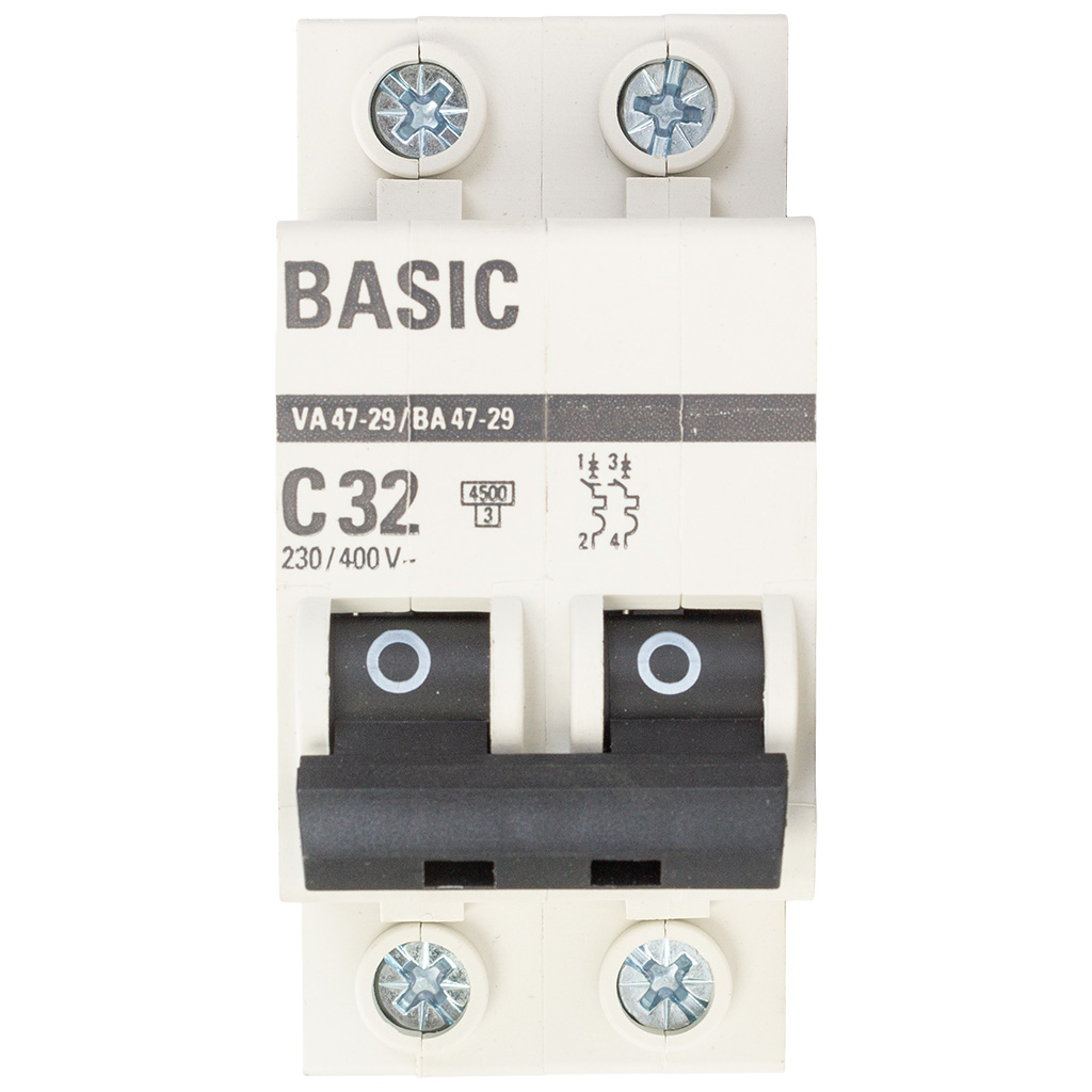 Выключатель автоматический ВА47-29 EKF, 2 полюсный, 32А С 4.5кА