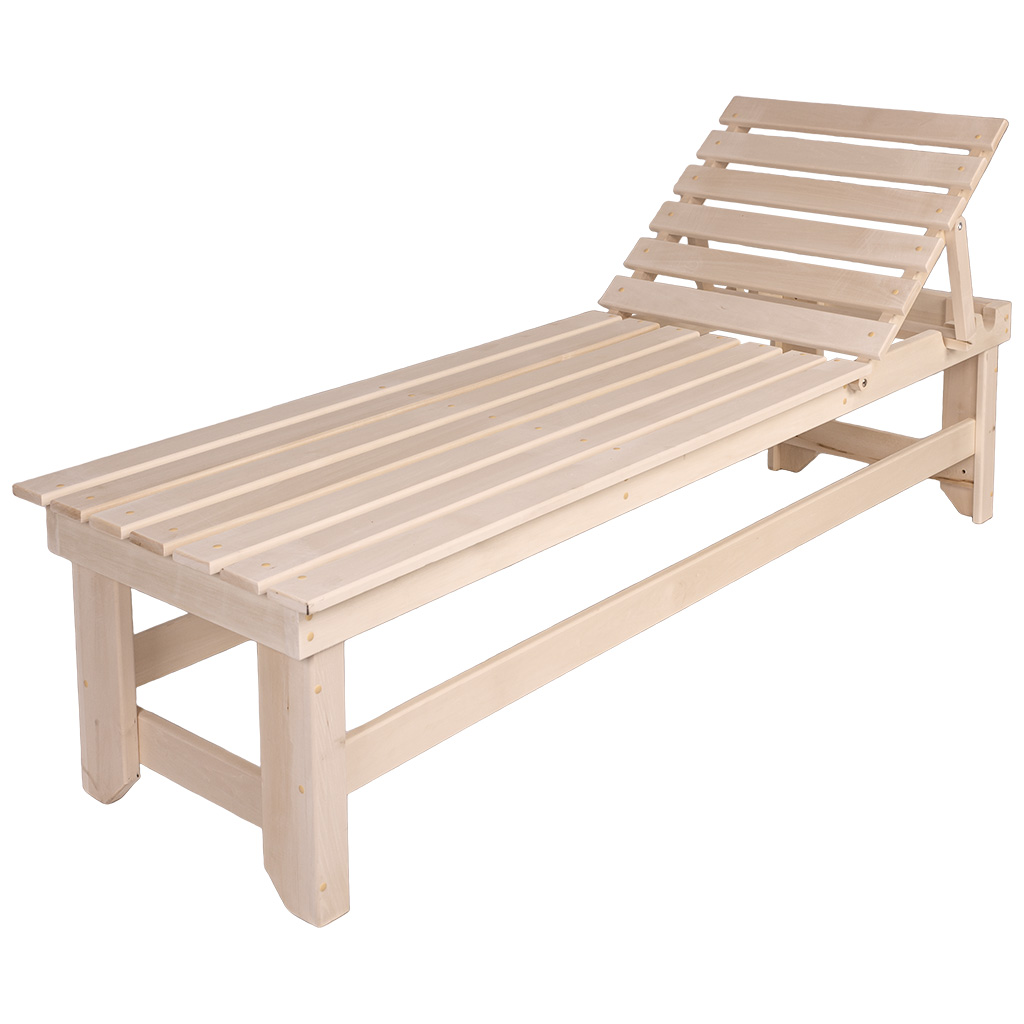 Лежак с регулируемой спинкой, 1800мм х 550мм х 445мм, липа