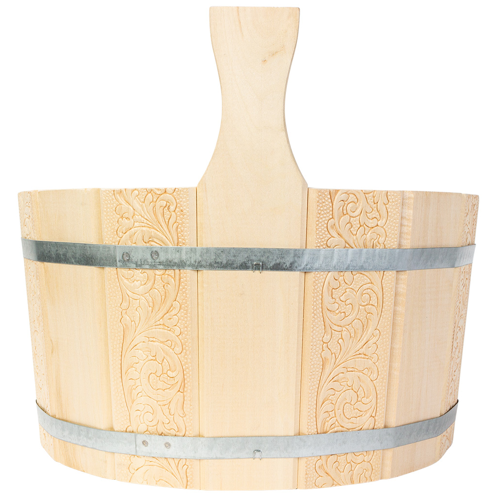 Ушат Банные штучки, для бани и сауны, с пластиковой вставкой, липа, 9л