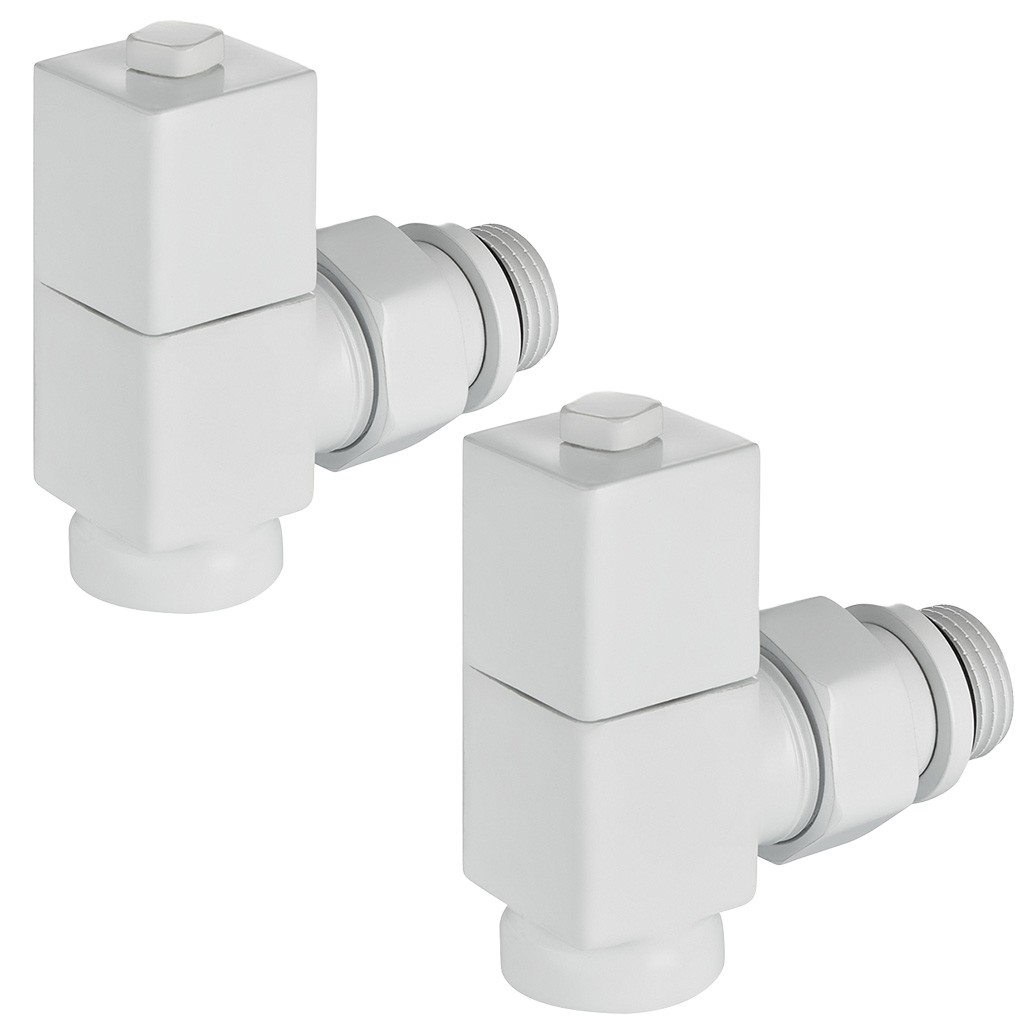 Набор дизайн-вентелей Royal Thermo Cube, белый, угловой, 1/2