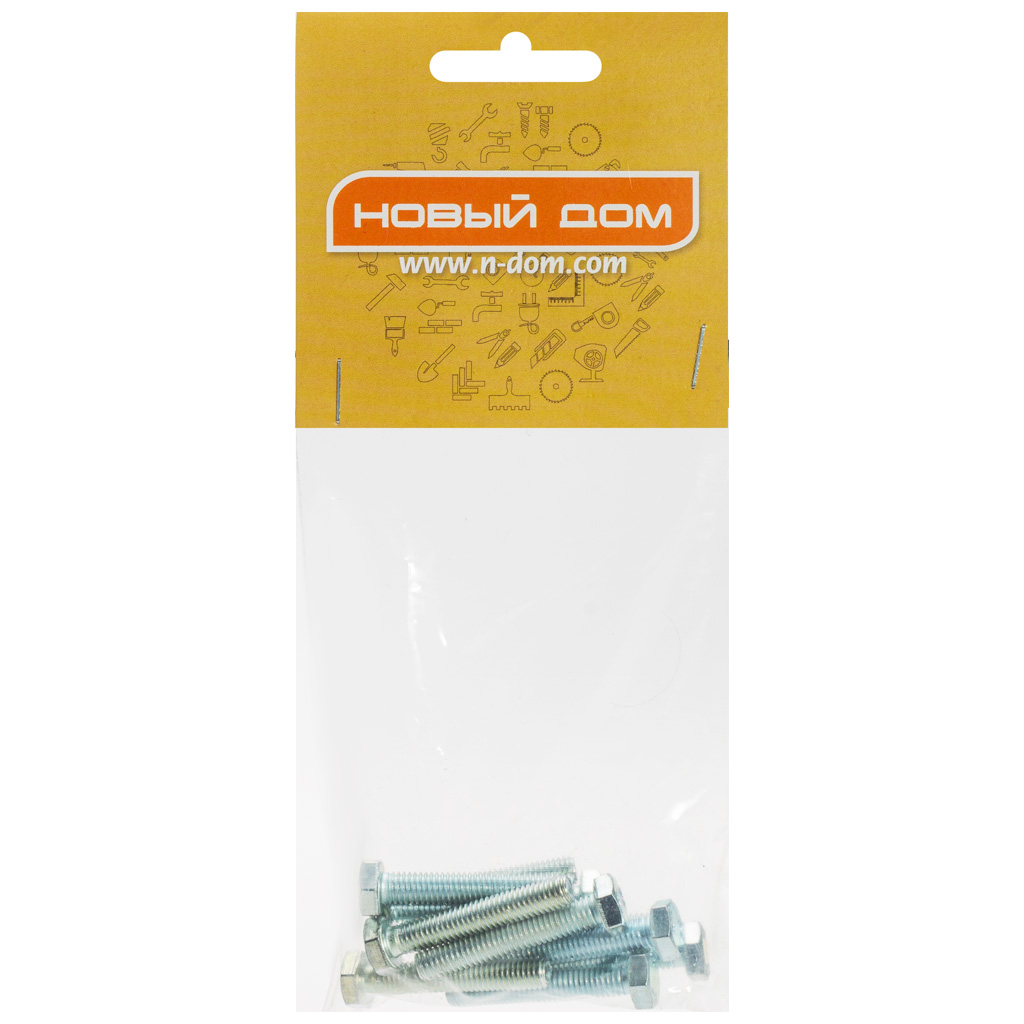 Болт с шестигранной головкой М 6 х 35, оцинкованный, 10 шт/упак