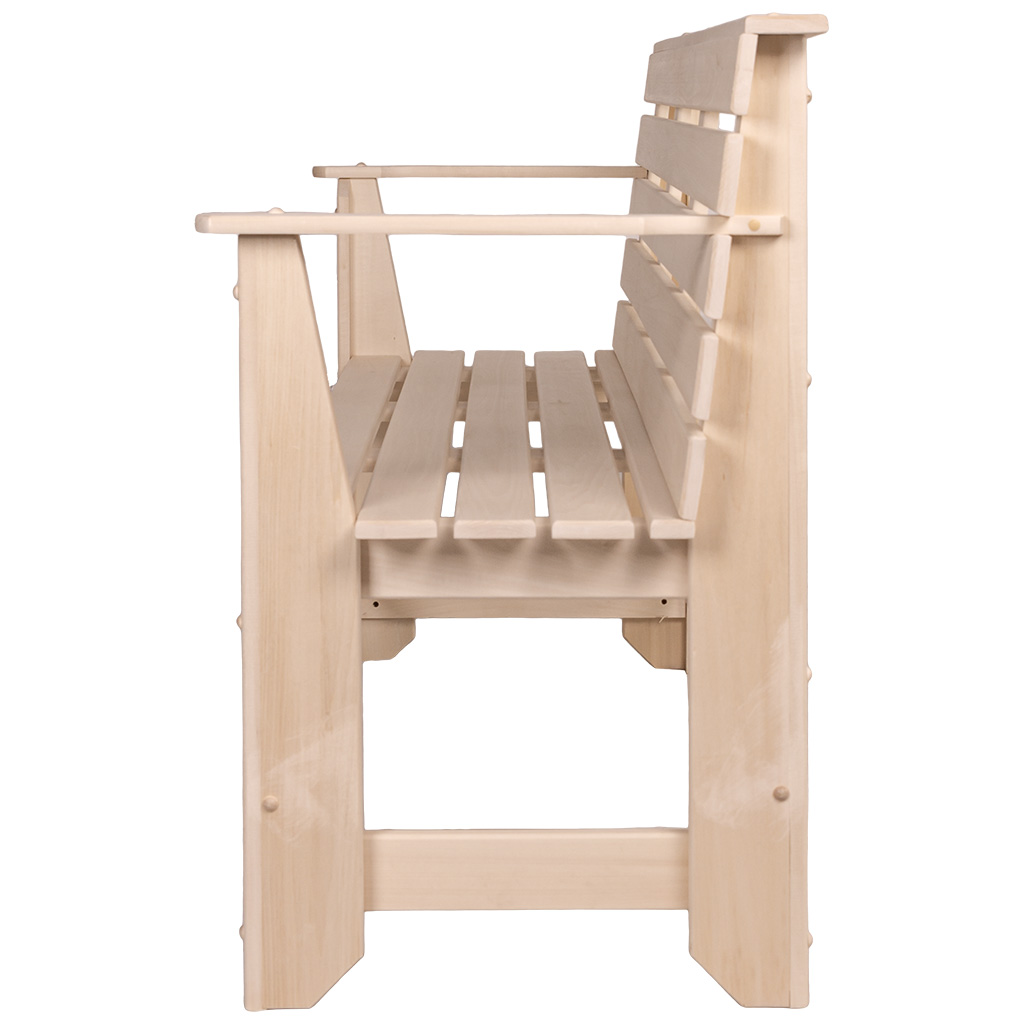 Скамья с подлокотниками, липа, 1400мм х 870мм х 550мм