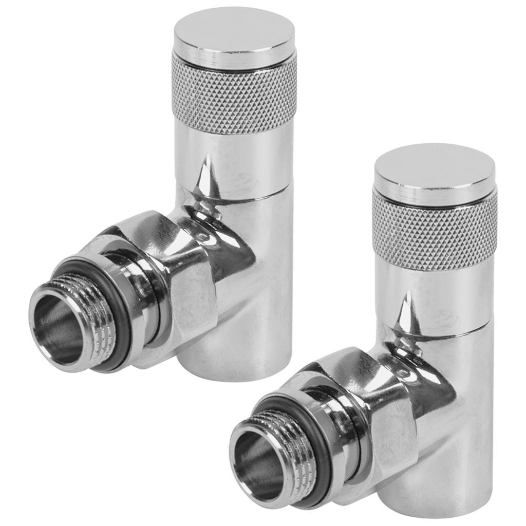 Набор дизайн-вентелей Royal Thermo Piano, хром, угловой, 1/2