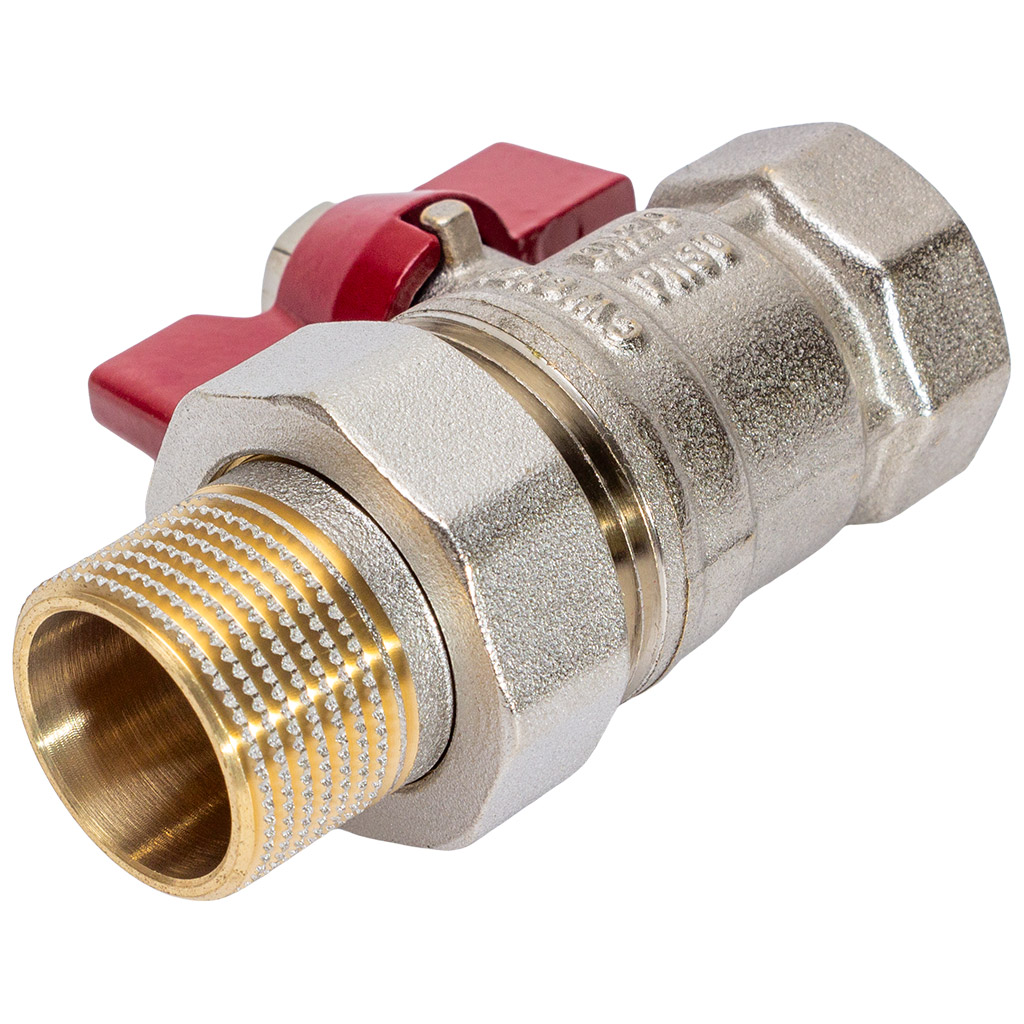 Кран шаровый с американкой для воды TIM, 3/4" г-ш, бабочка