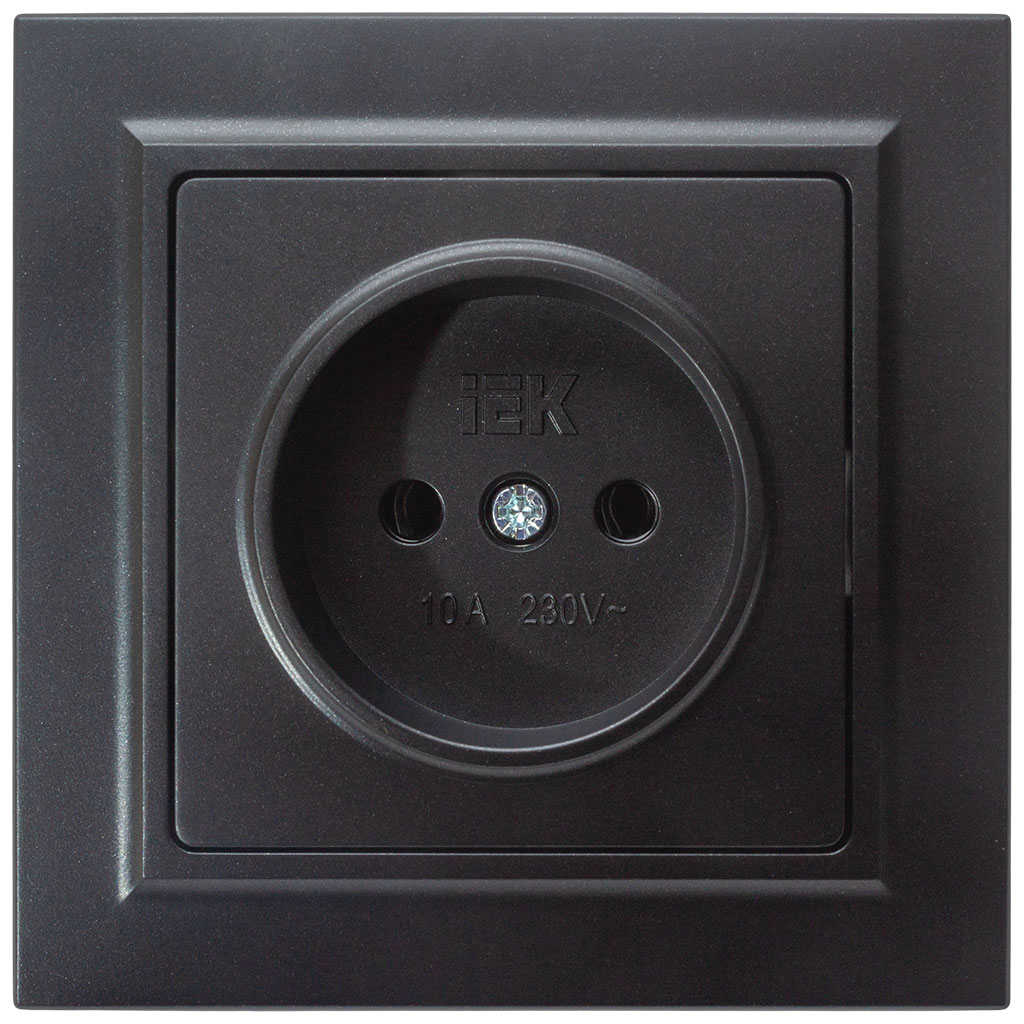 Розетка скрытой проводки ИЭК Brite, 1-местная, 16А, без заземления, черная