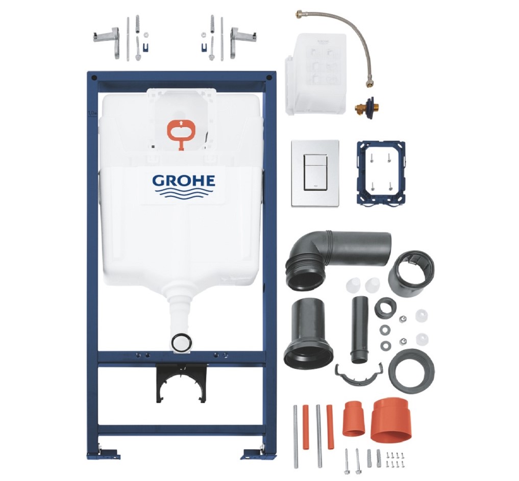 Система инсталляции GROHE Rapid SL 3в1, с панелью смыва, хром