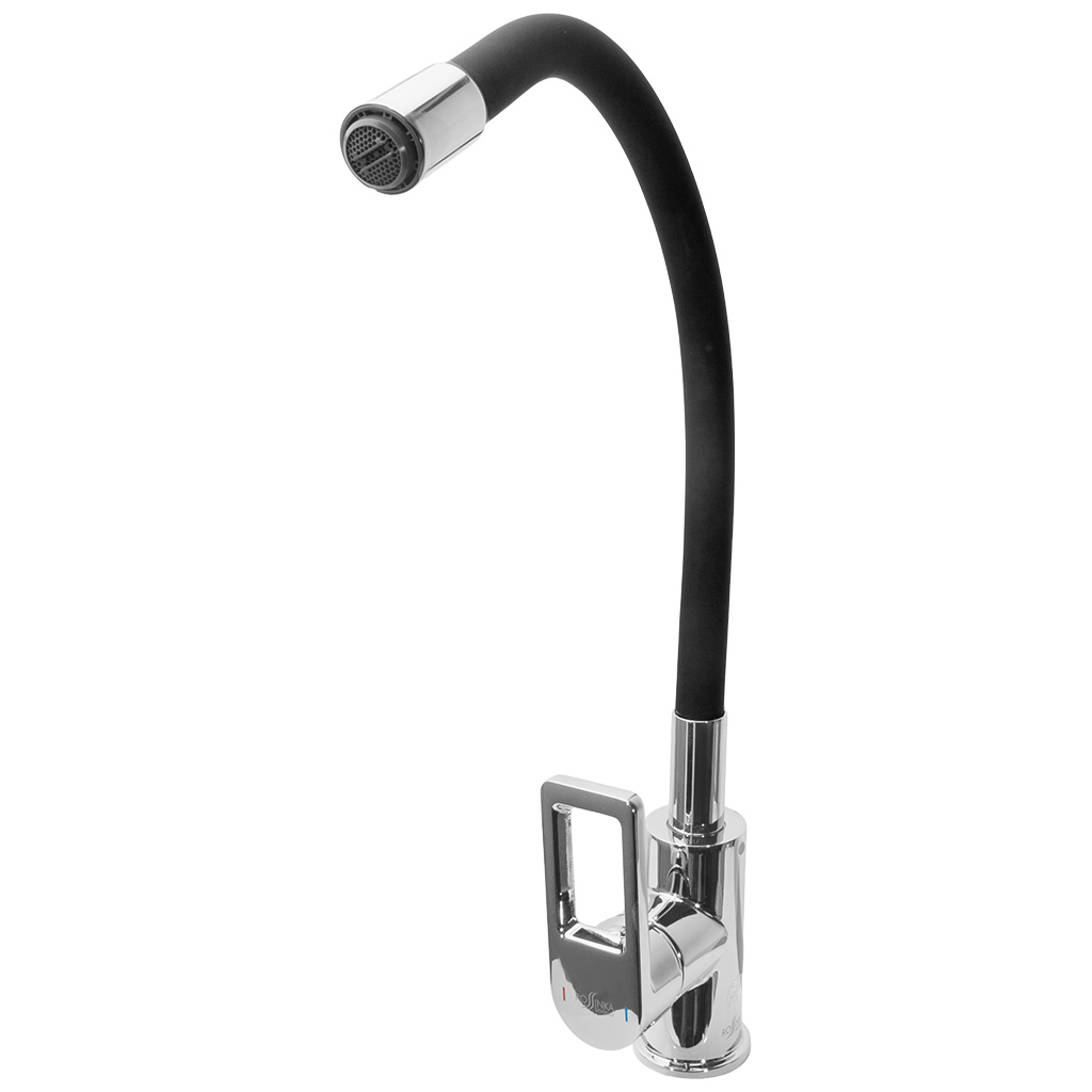 Смеситель для кухни Rossinka Z35-35U-Black, с гибким изливом