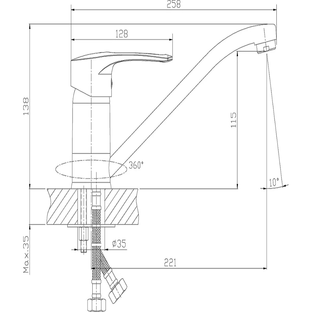 Смеситель Rossinka T40-21, для кухни