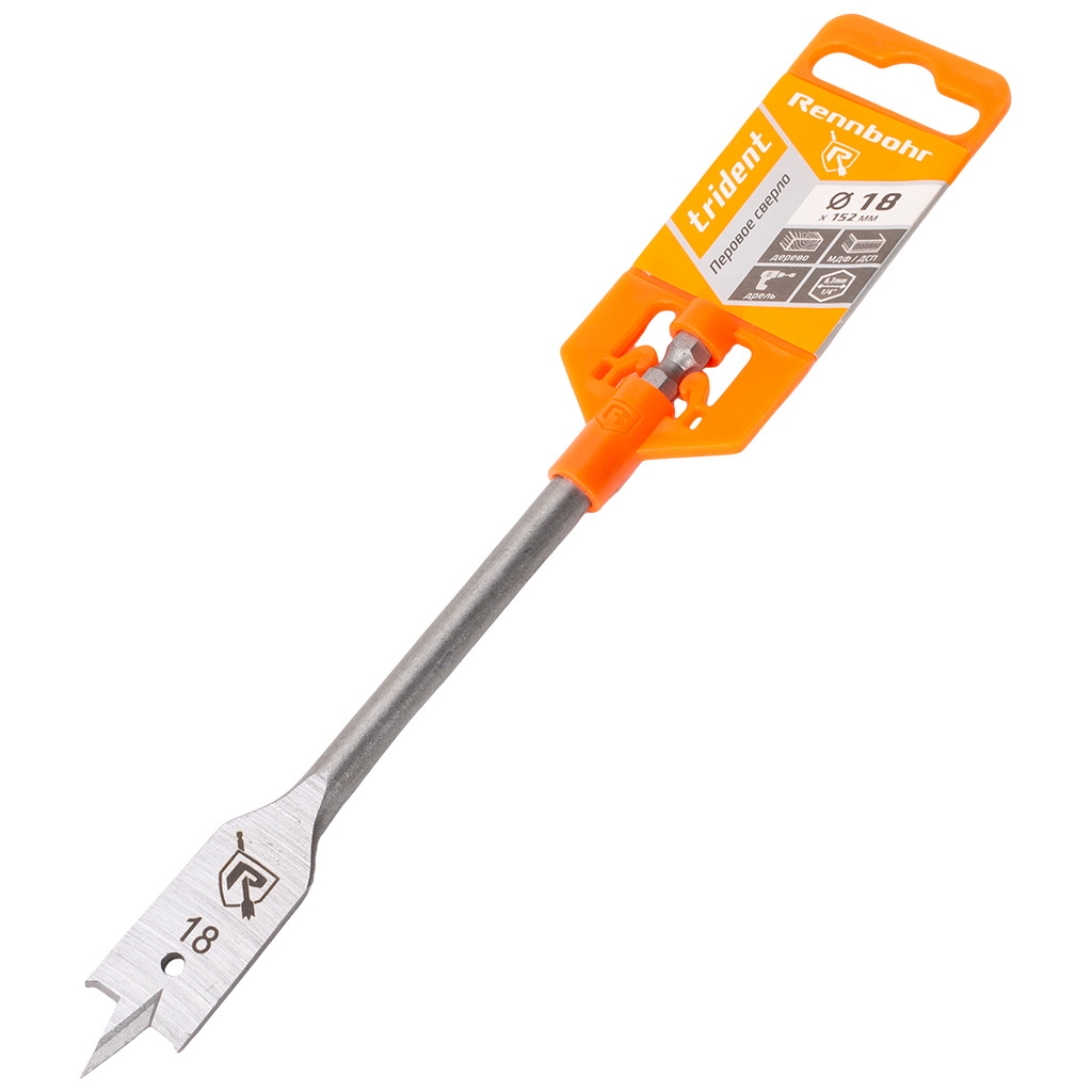 Сверло по дереву Rennbohr, перовое, 18х152мм