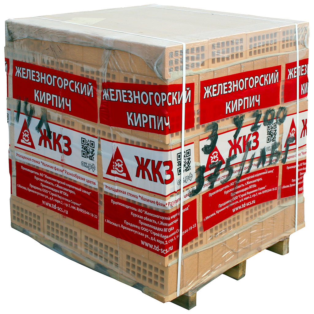 Кирпич лицевой керамический Железногорский, солома, Скала, 1,4НФ, М175-200, (352шт, упаковка)