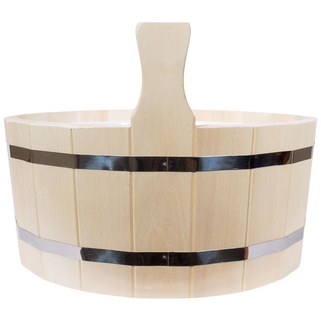 Ушат ШП-15, для бани и сауны, с пластиковой вставкой, дуб, 15л