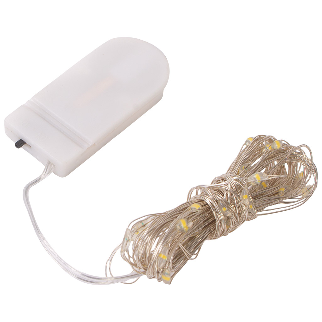 Электрогирлянда на батарейках Роса, 5м, теплый свет