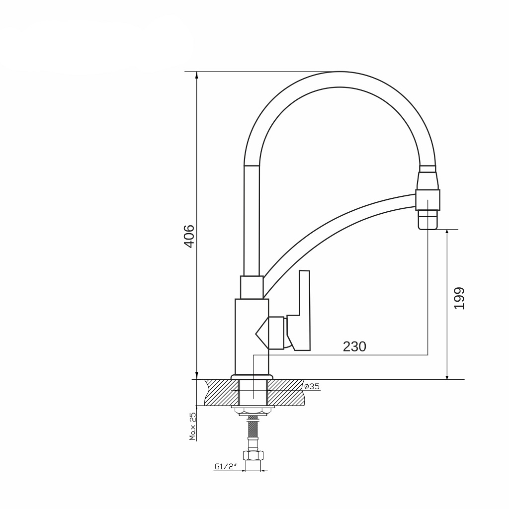 Смеситель для кухни Mixline City white ML33-108, белый/хром