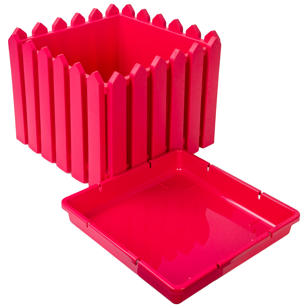 Кашпо Лардо, квадратное, среднее 283х283х218, пластик, ярко-красный