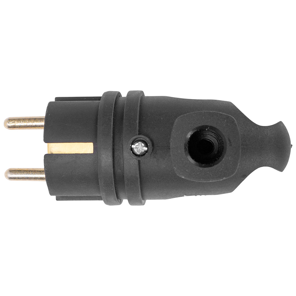 Вилка электрическая угловая Витебск, 16А, с заземлением, черная