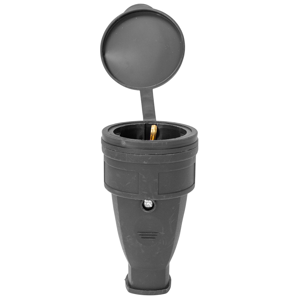 Штепсель Витебск, 16А, с заземлением, каучук, черный