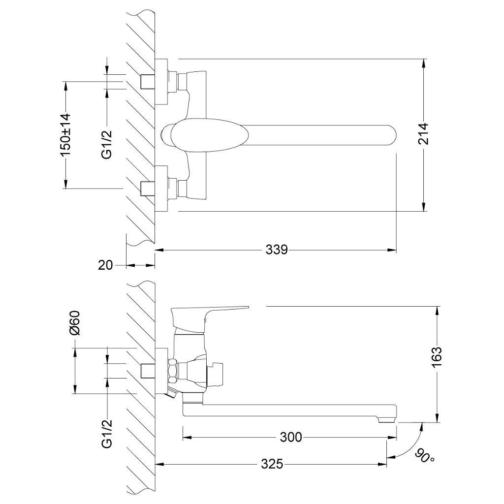 Смеситель Lemark Nero LM0251C, для ванны, хром
