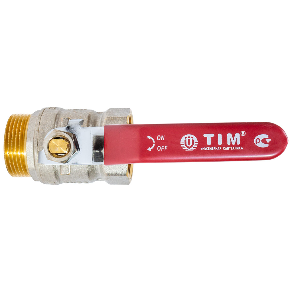 Кран шаровый для воды TIM, 1 1/4" г-ш, рычаг