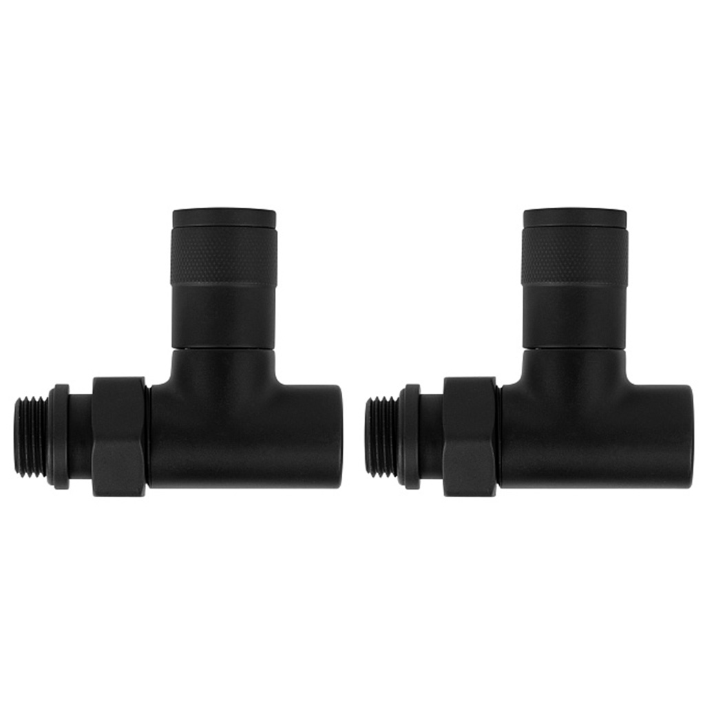 Набор дизайн-вентелей Royal Thermo Piano, черный, прямой, 1/2