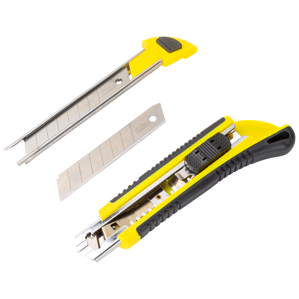 Нож сегментированный Kinwehr, обрезиненный с фиксатором и автозаменой, 18мм