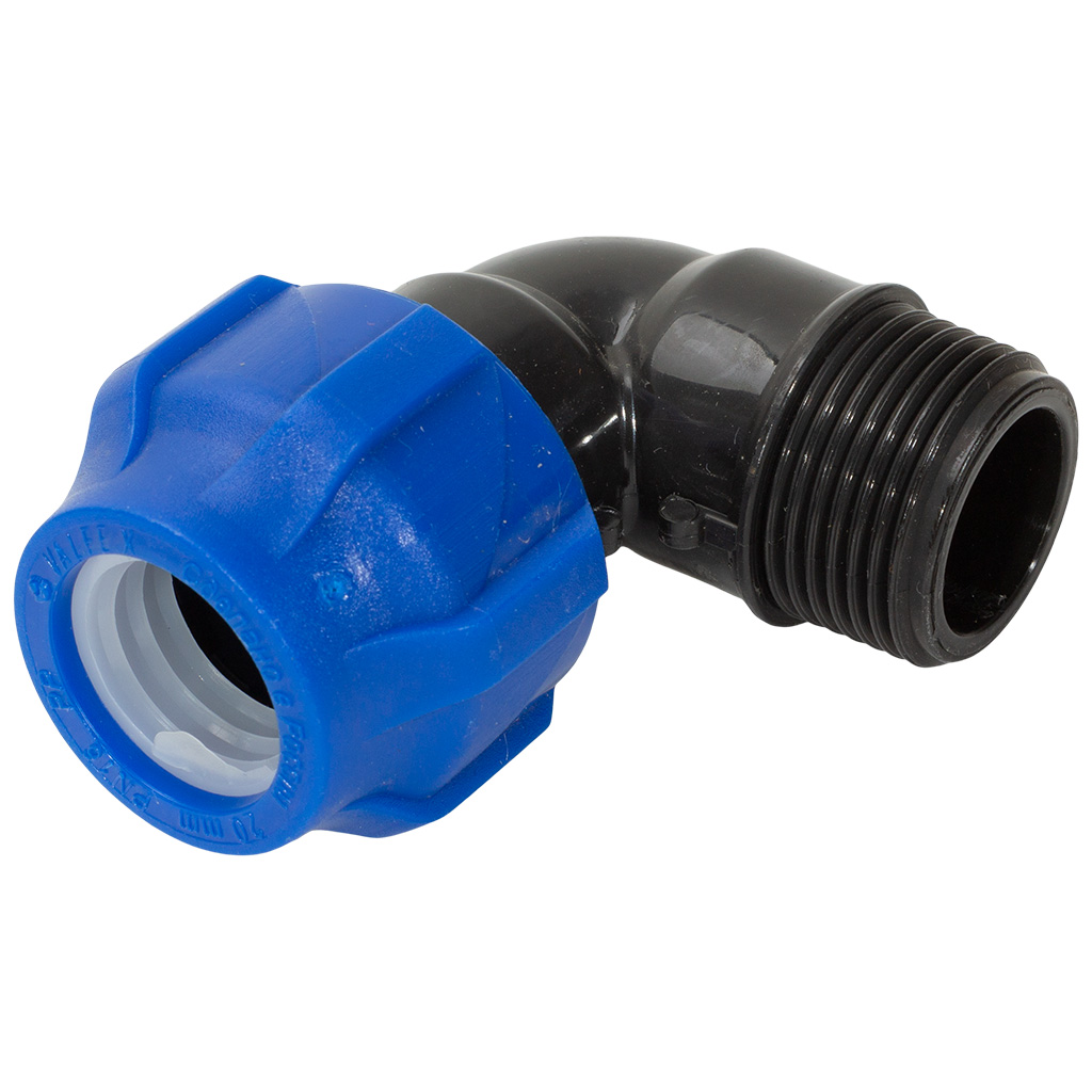 Отвод ПНД, ДУ20 х 3/4", с наружной резьбой